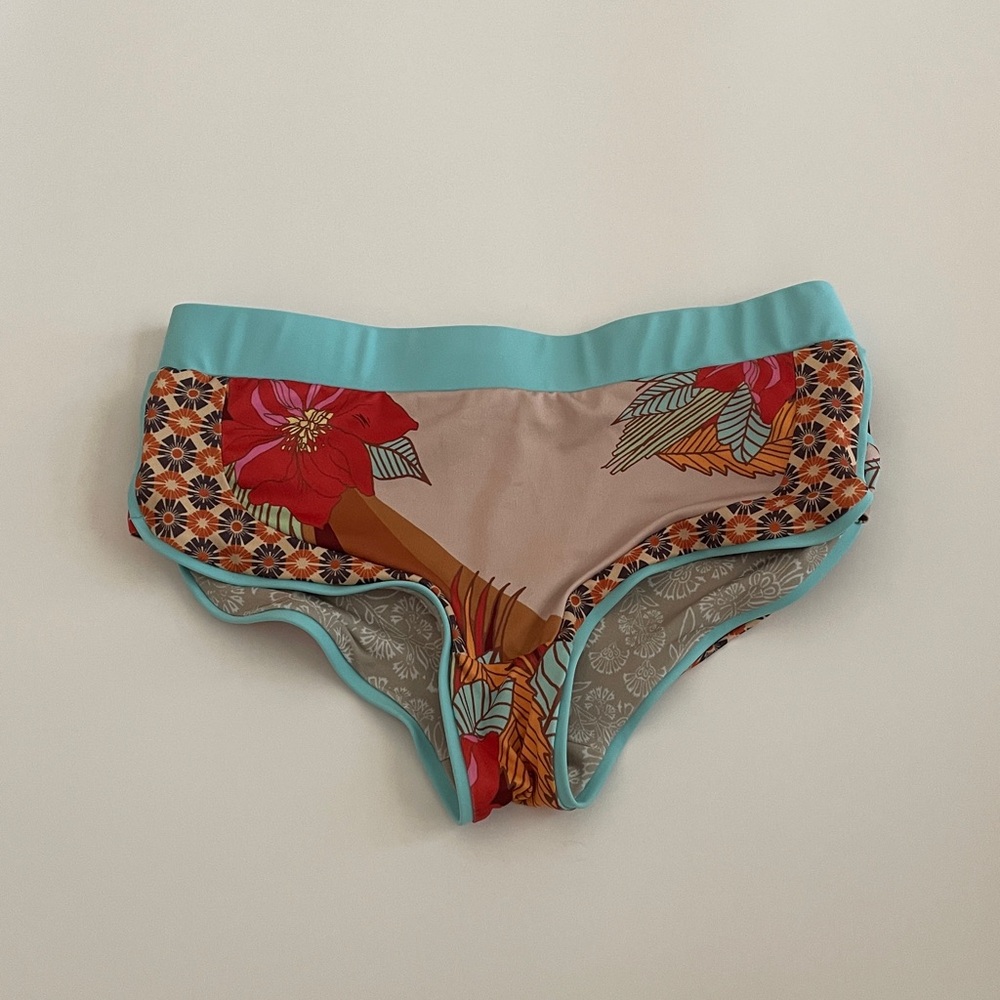 Free People Beach Bikini Bottom Patchwork Mixed Floral Sustainable Bohemian